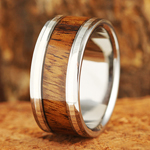 10mm Titianium Koa Wood Inlaid Mens Wedding Band