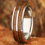 Koa Wood Inlaid Hawaiian Wedding Band 6mm