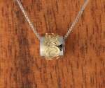 WG/YG Two Tone Barrel with Scroll Engraving Pendant