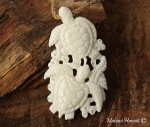 Cow Bone Hand Carved Twin Turtle Necklace