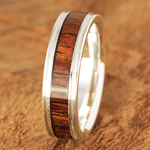 6mm Sterling Silver Koa Wood Inlaid Wedding Ring